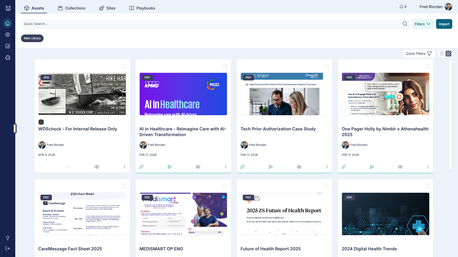 Content library with organized assets