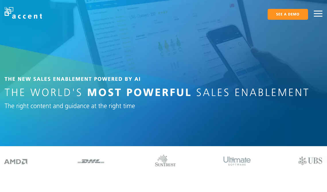 Accent Technologies sales tool homepage image