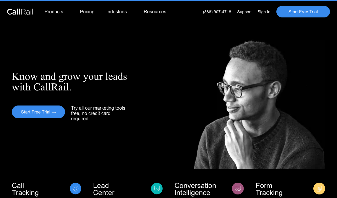 CallRail sales tool homepage image