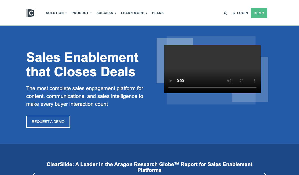 ClearSlide sales tool homepage image