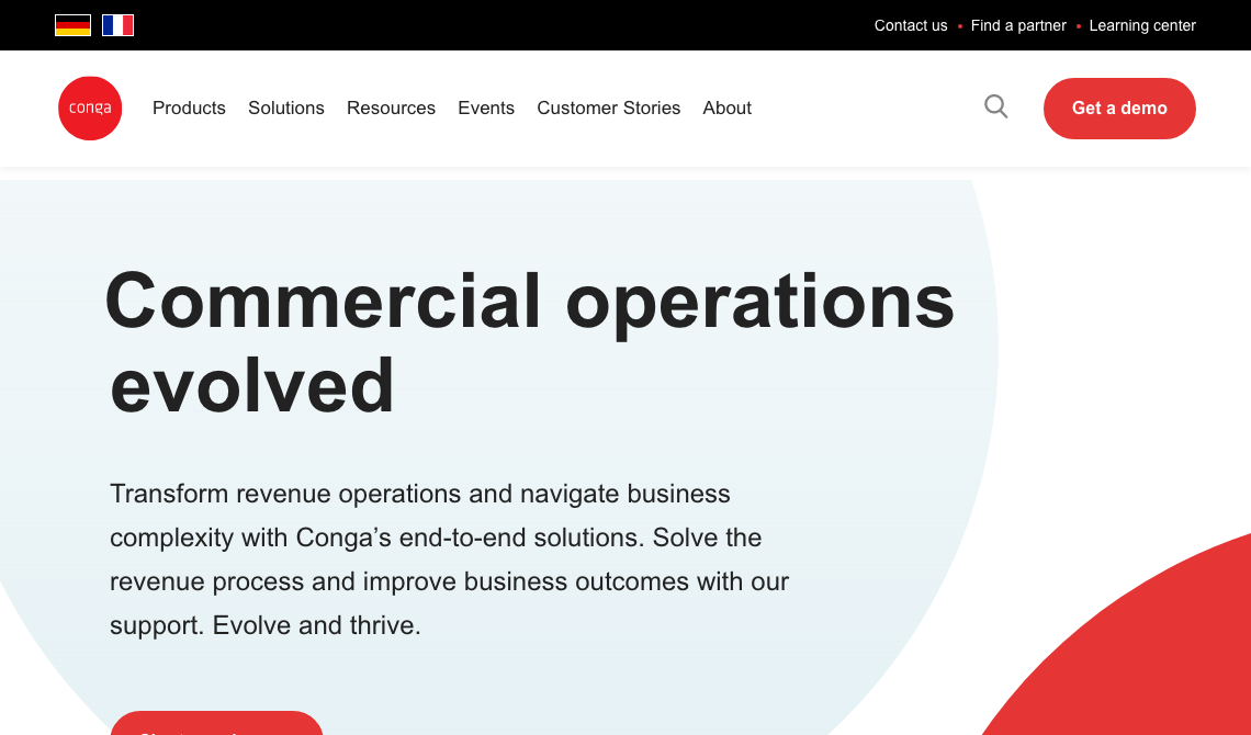 Conga sales tool homepage image