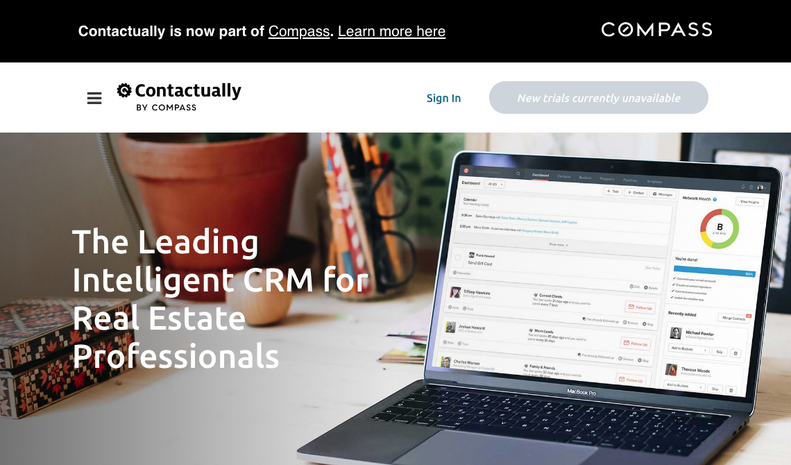 Contactually sales tool homepage image