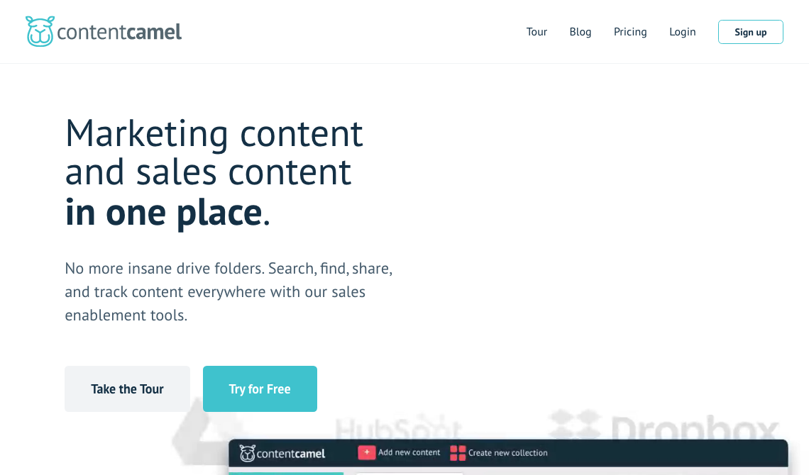 Content Camel sales tool homepage image