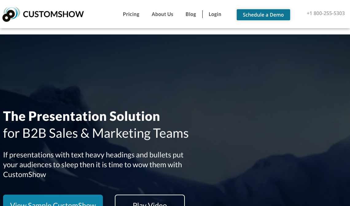 CustomShow sales tool homepage image