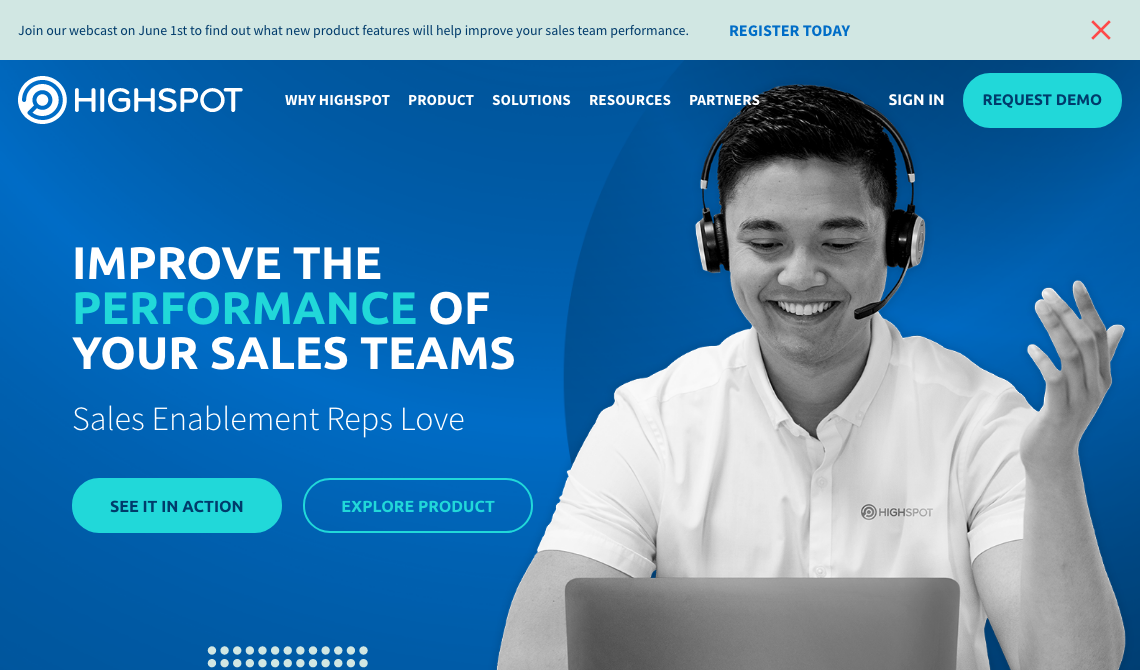 Highspot sales tool homepage image