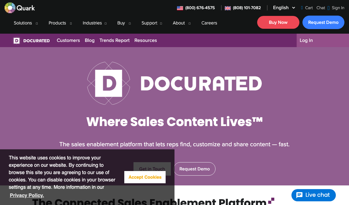 Docurated sales tool homepage image