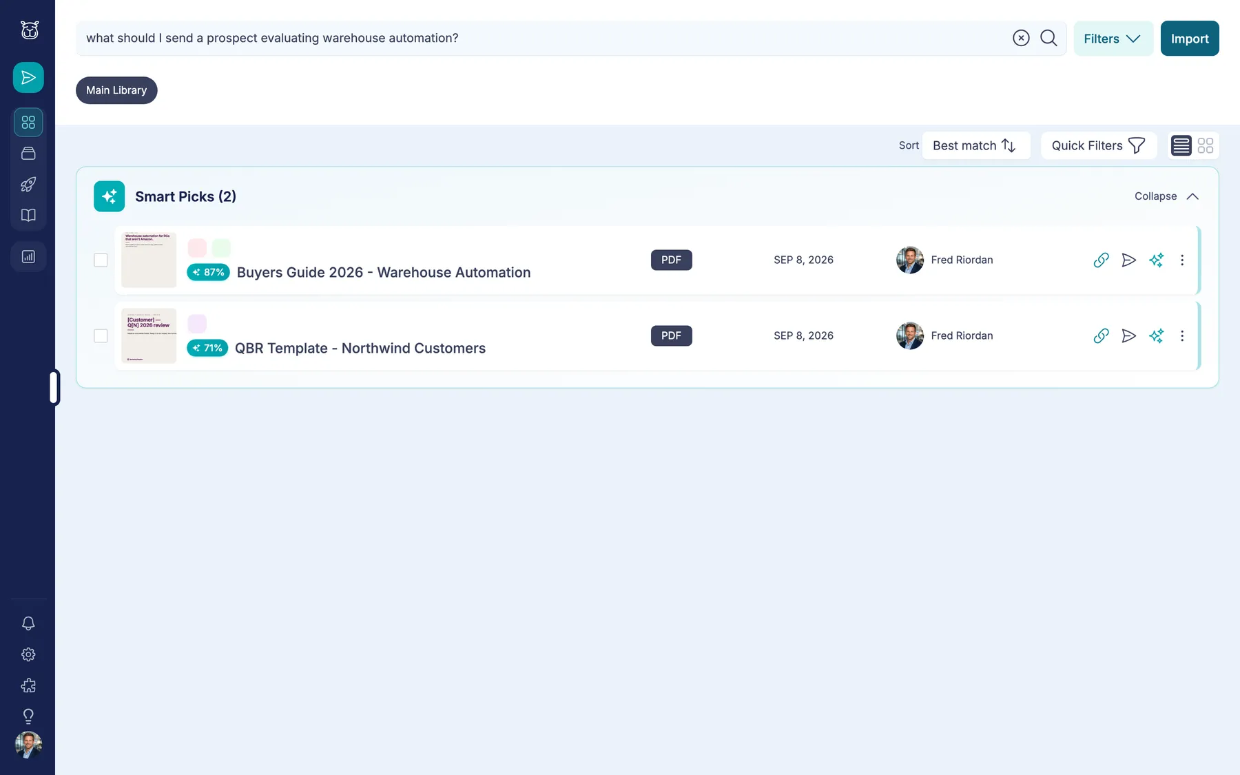 AI-powered search with Smart Picks in Content Camel