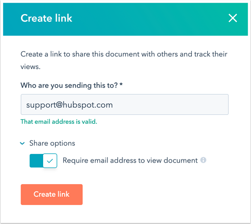 Hubspot Create Document Link