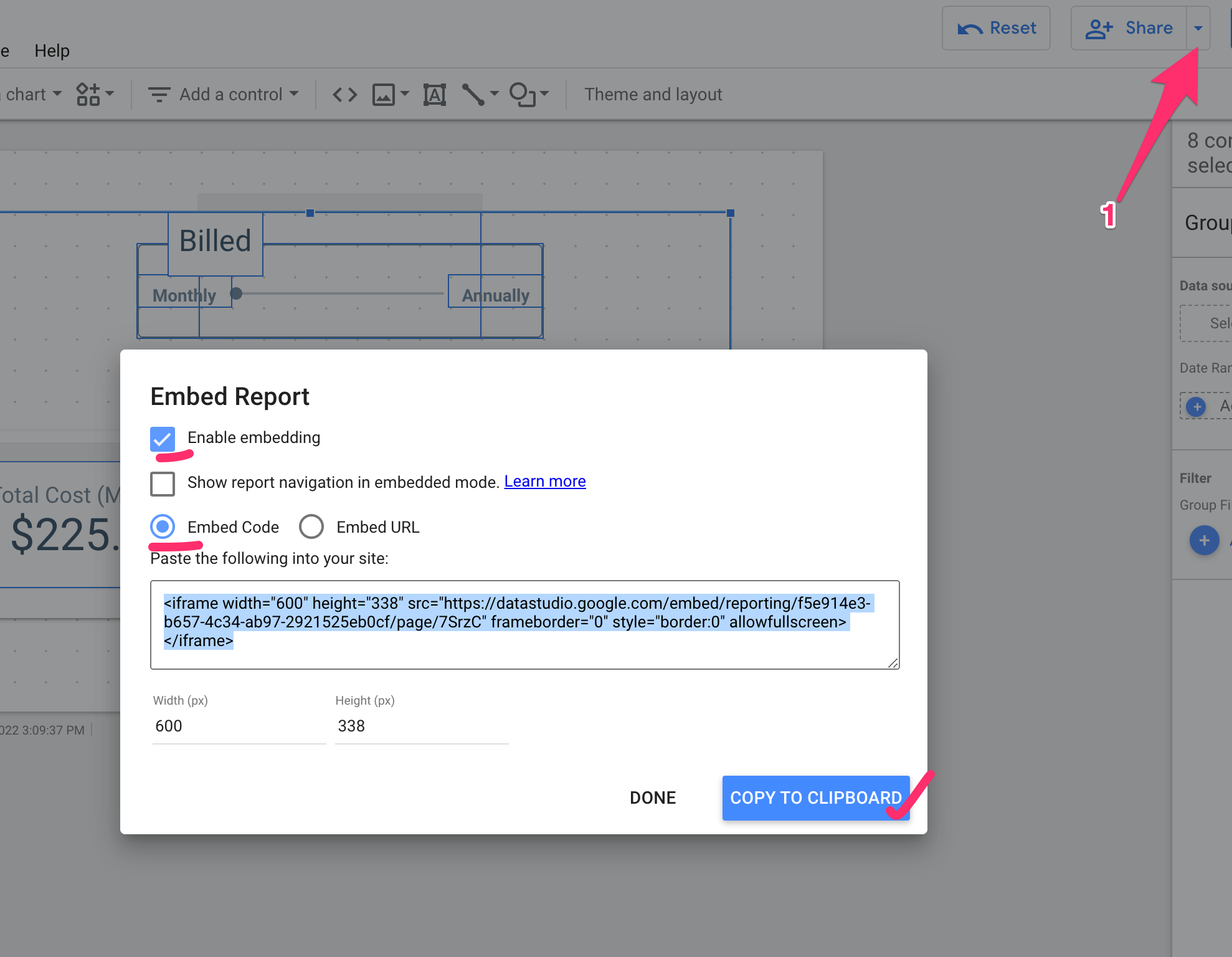 Google Data Studio embed