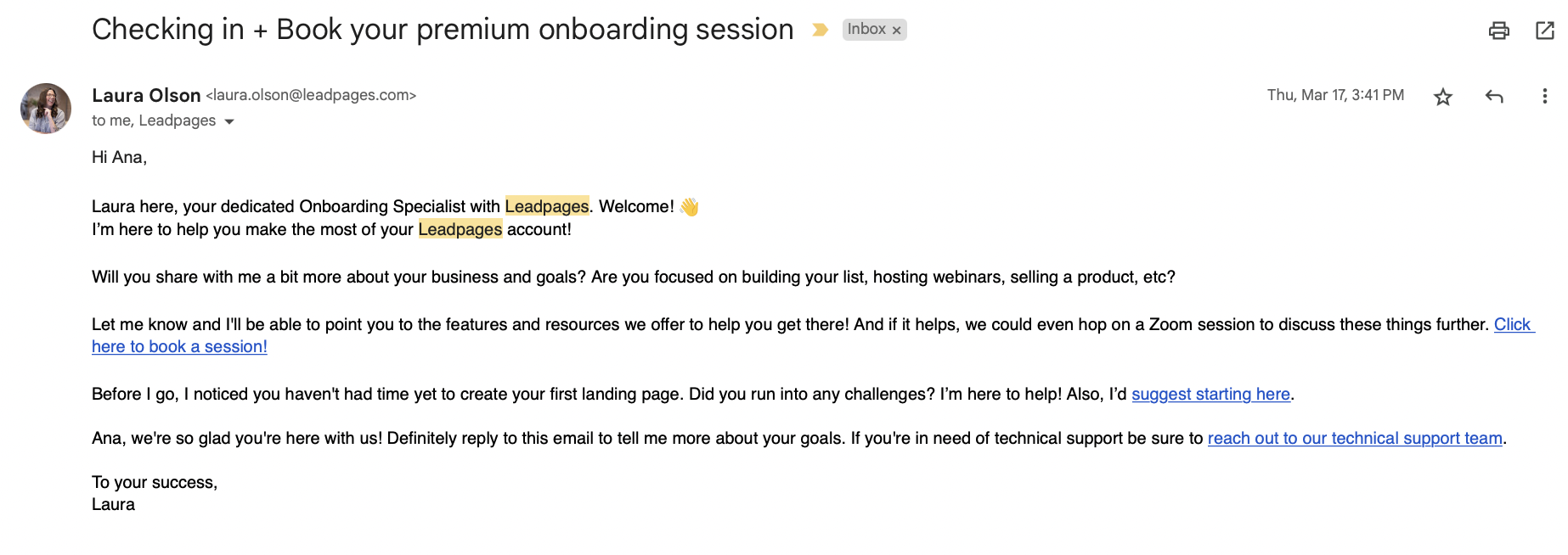 Leadpages onboarding