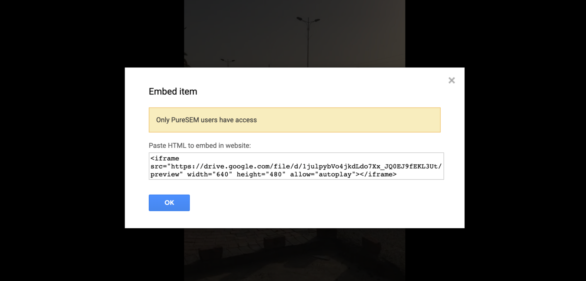 Google Drive embed video 2nd step