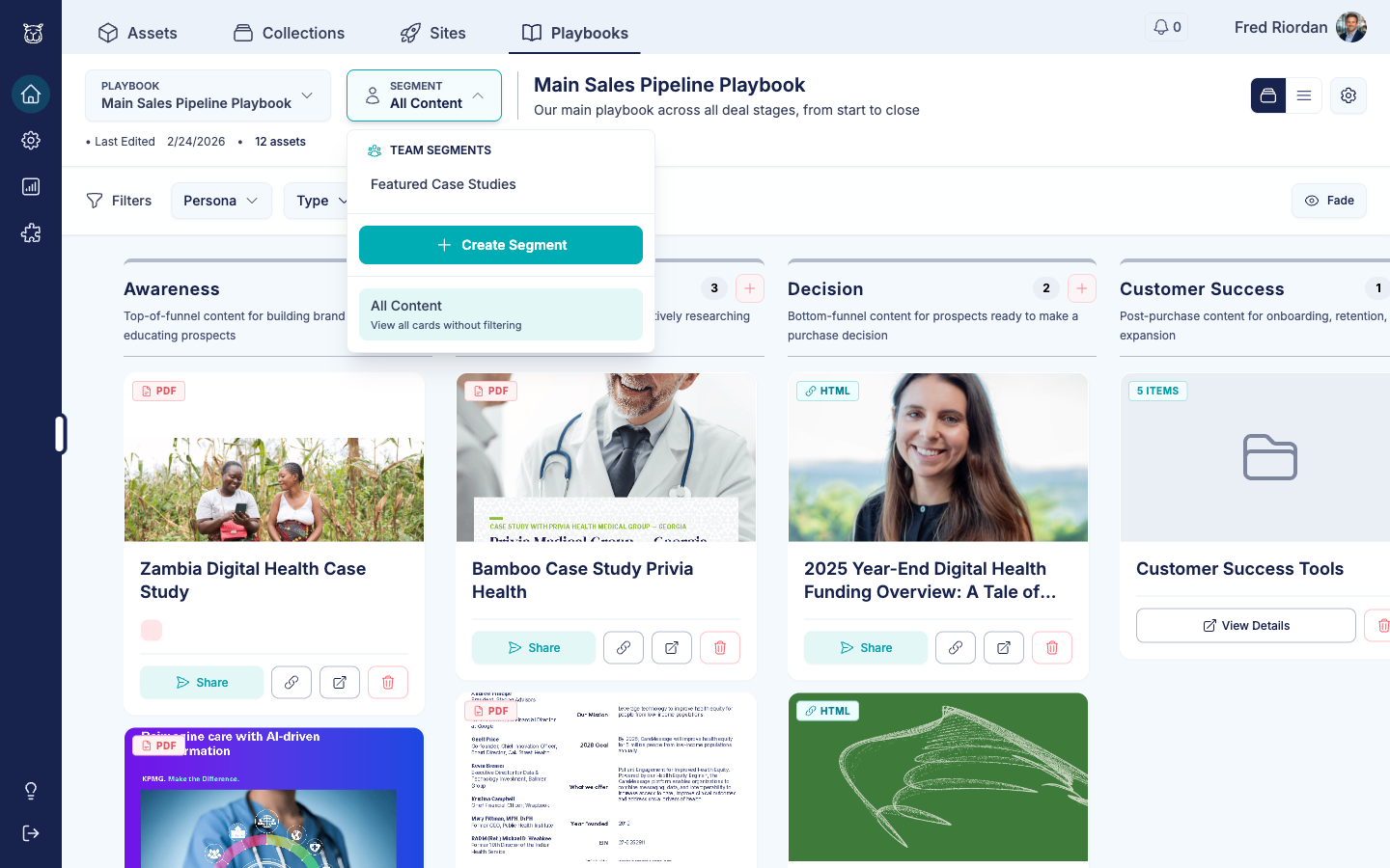 Segment selector showing Team Segments, Create Segment, and All Content options
