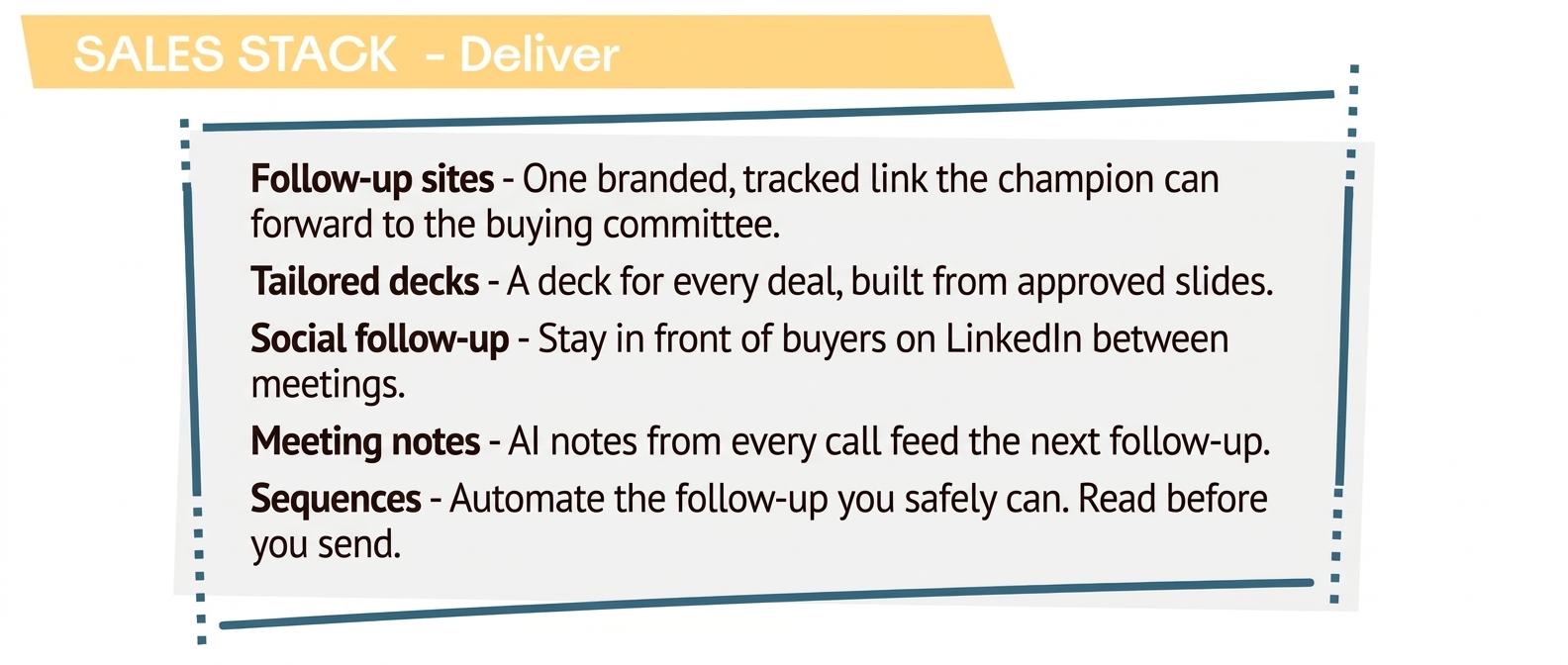 Sales stack level 2: Deliver