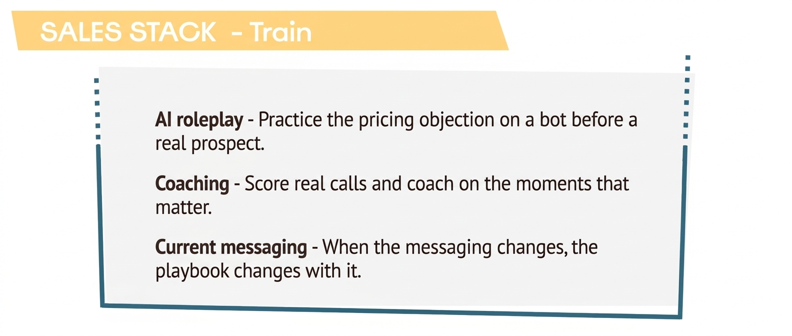 Sales stack level 4: Train